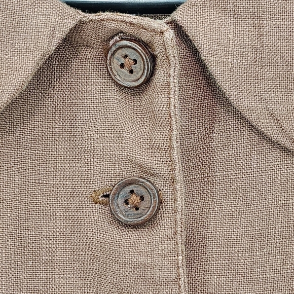 Krista Larson Women's Vintage 100% Linen Peplum Button Front Top - OS - Picture 5 of 7